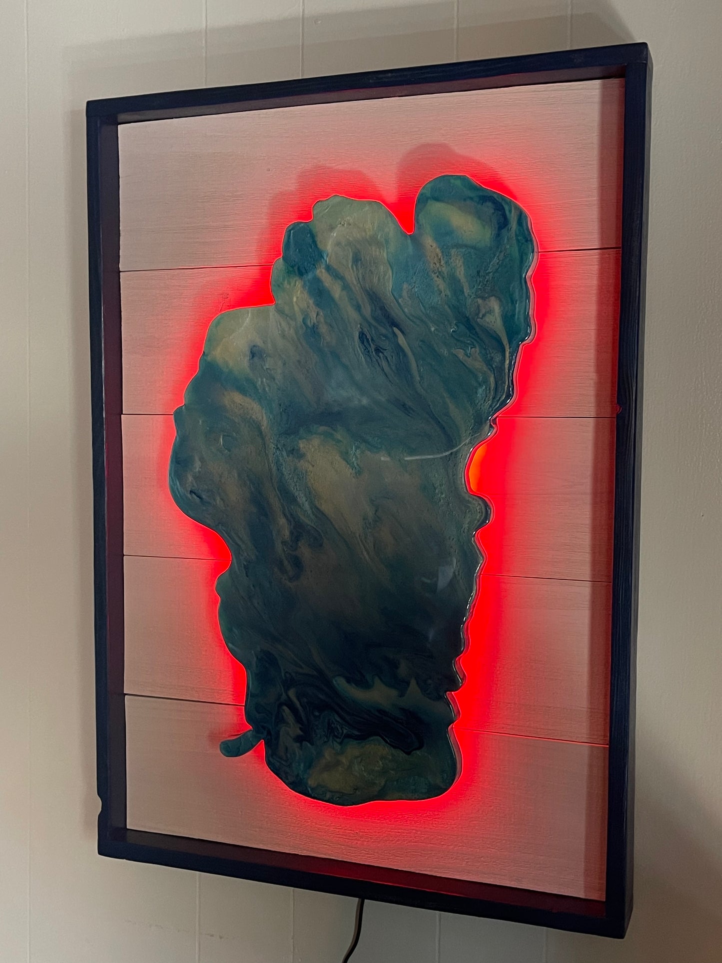 Framed Lake Tahoe Resin Art with LED lights