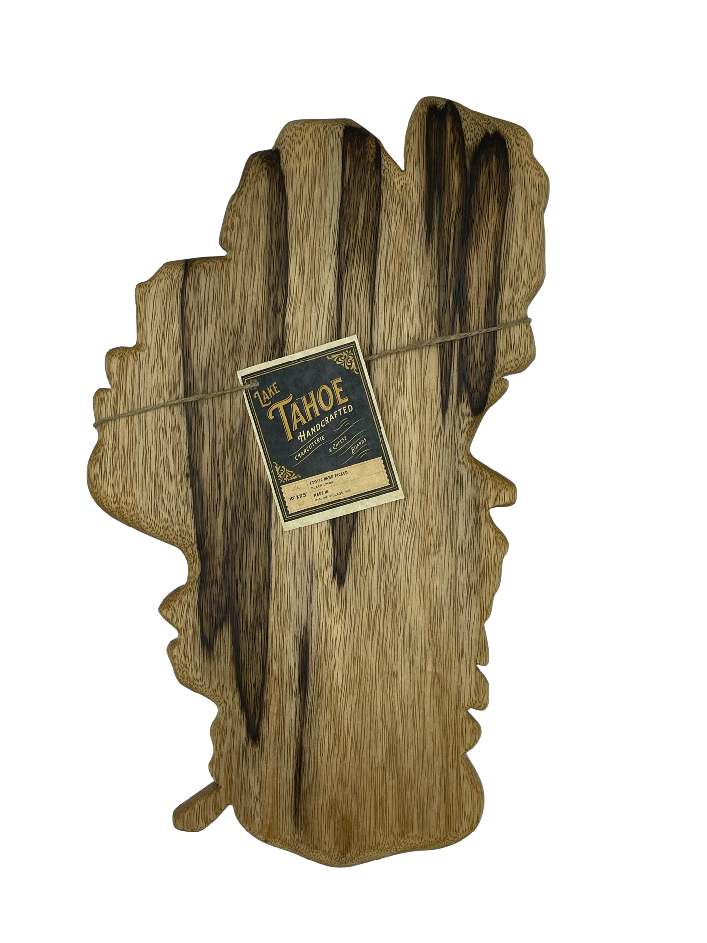 Lake Tahoe Charcuterie Board & Wall Art in Black Limba Wood
