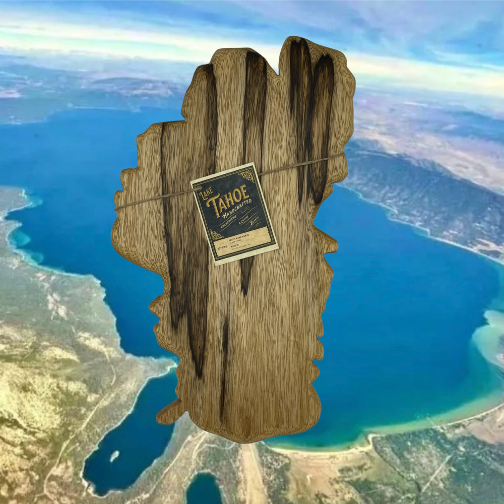 Lake Tahoe Charcuterie Board & Wall Art in Black Limba Wood