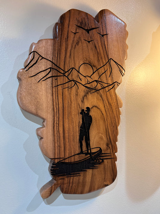 Lake Tahoe Shaped Wall Art Paddle Board