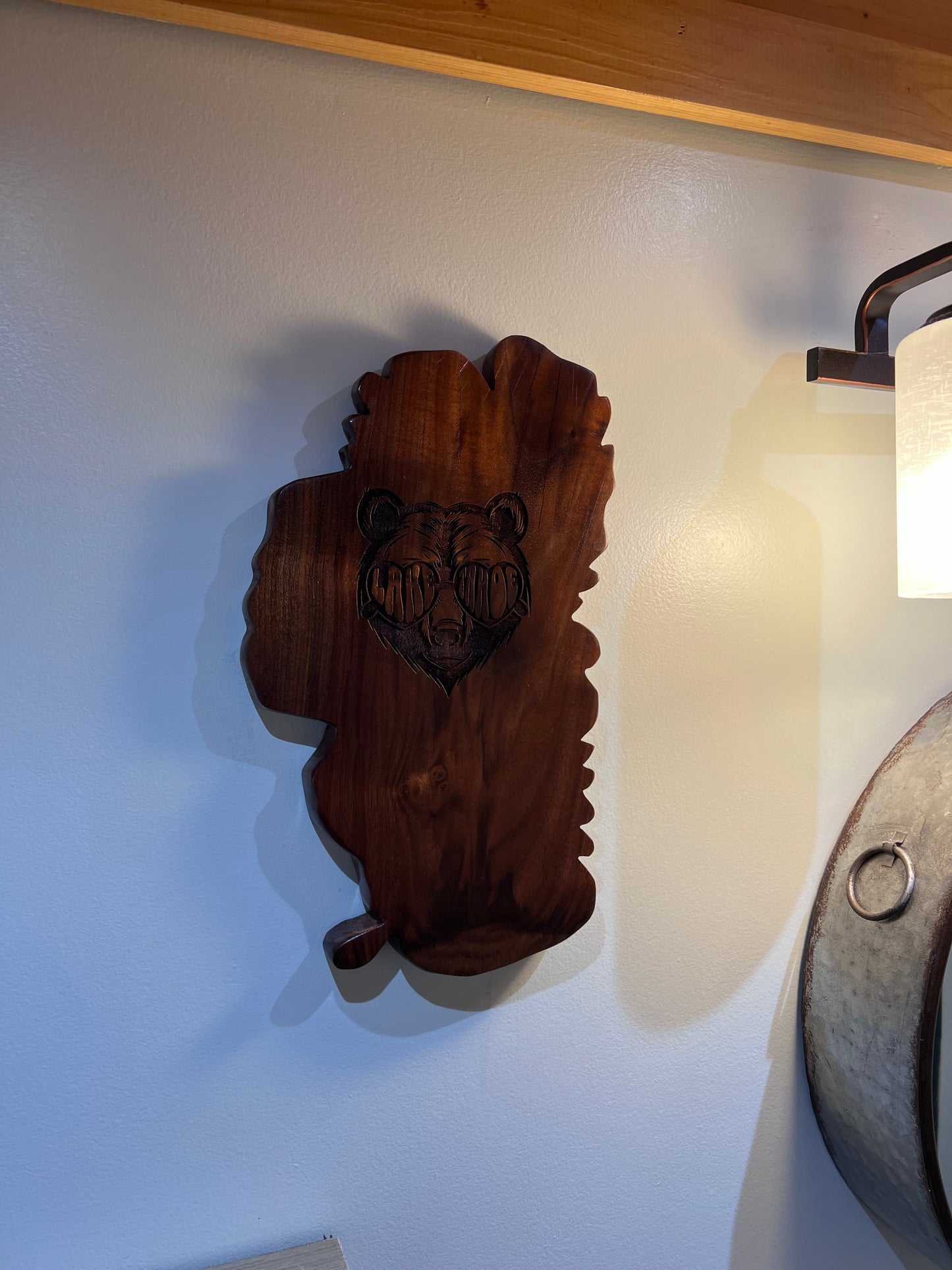 Lake Tahoe Shaped Wall Art Bear Face