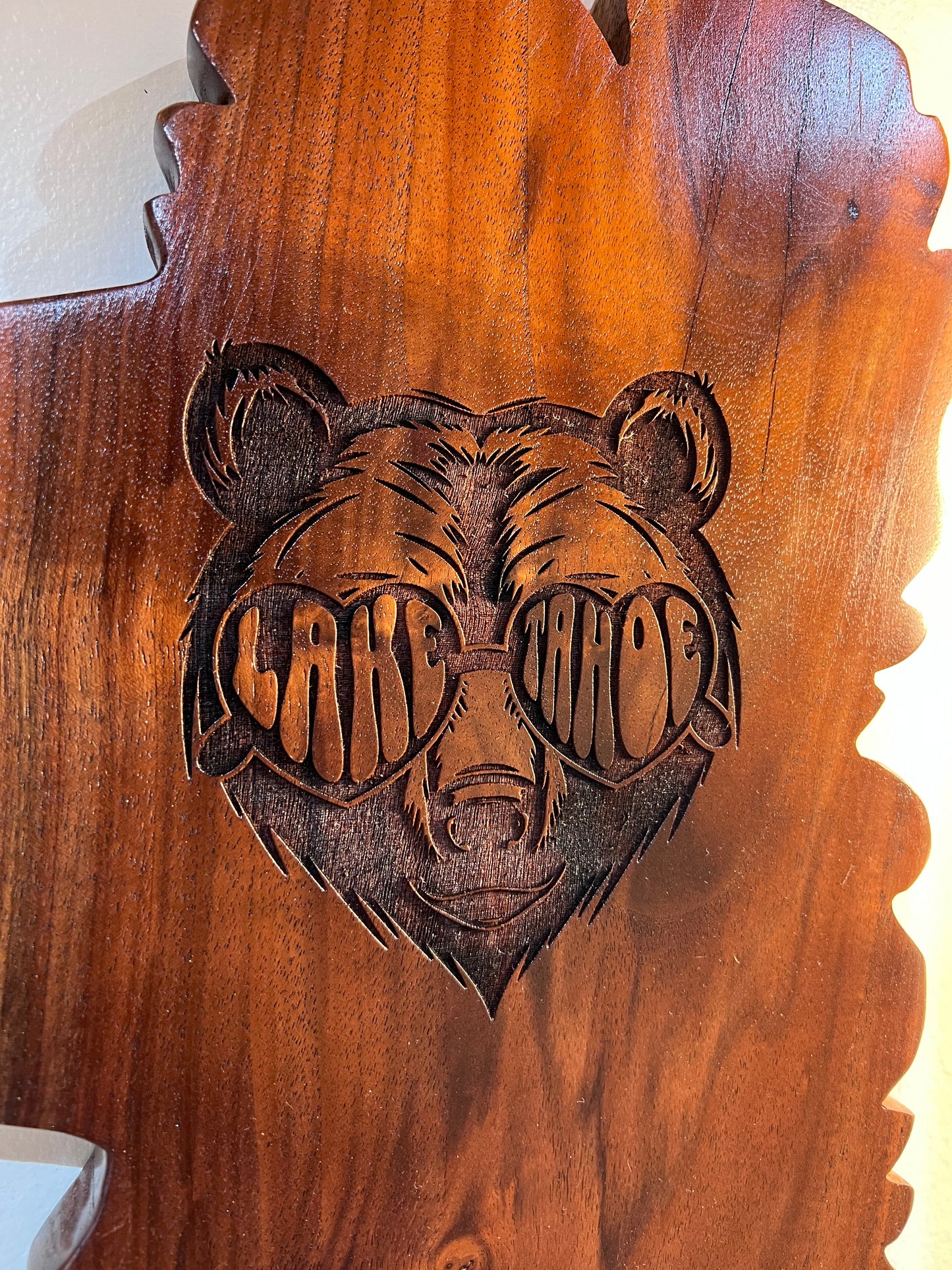 Lake Tahoe Shaped Wall Art Bear Face