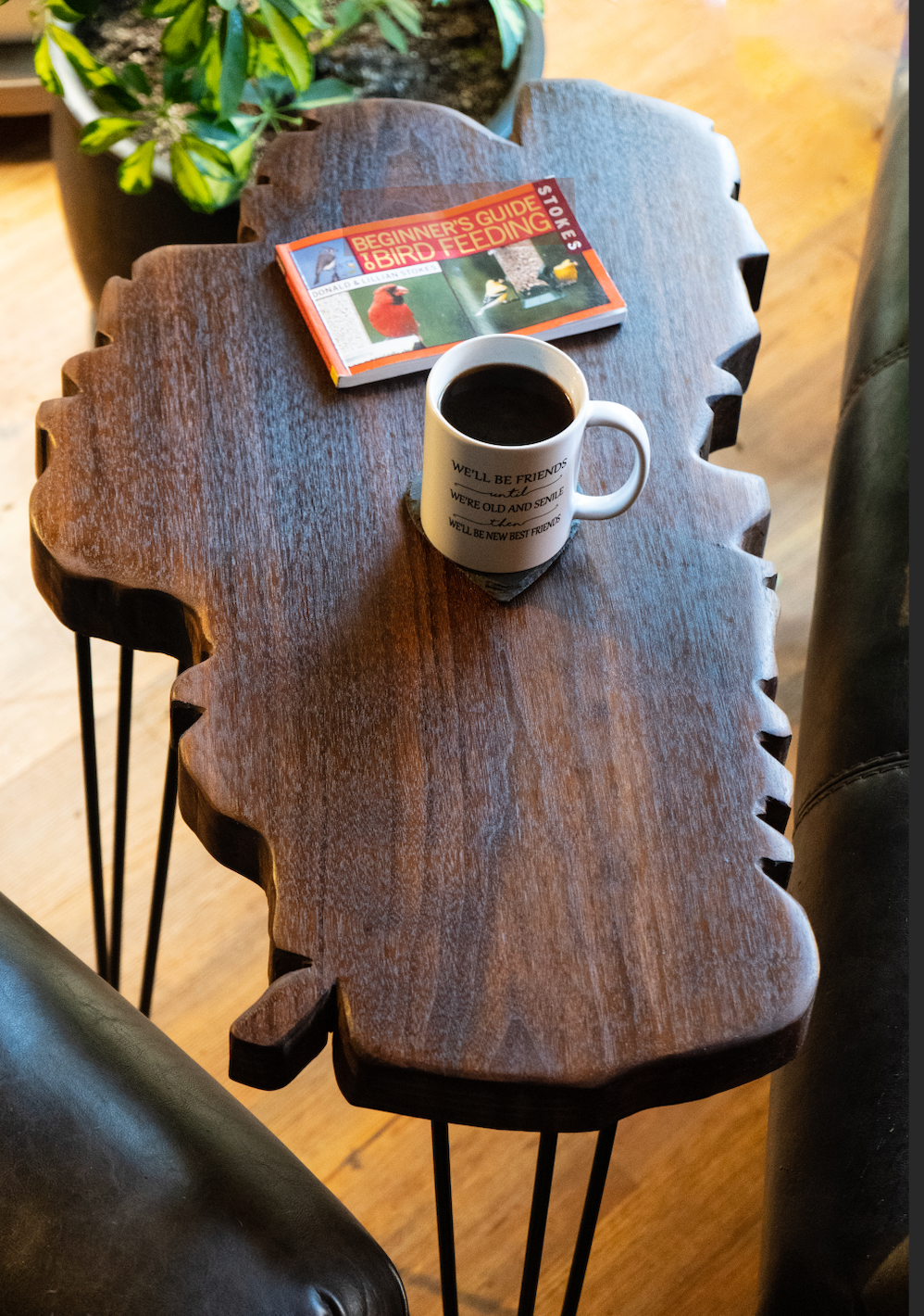 Lake Tahoe Shaped End Table Walnut Wood