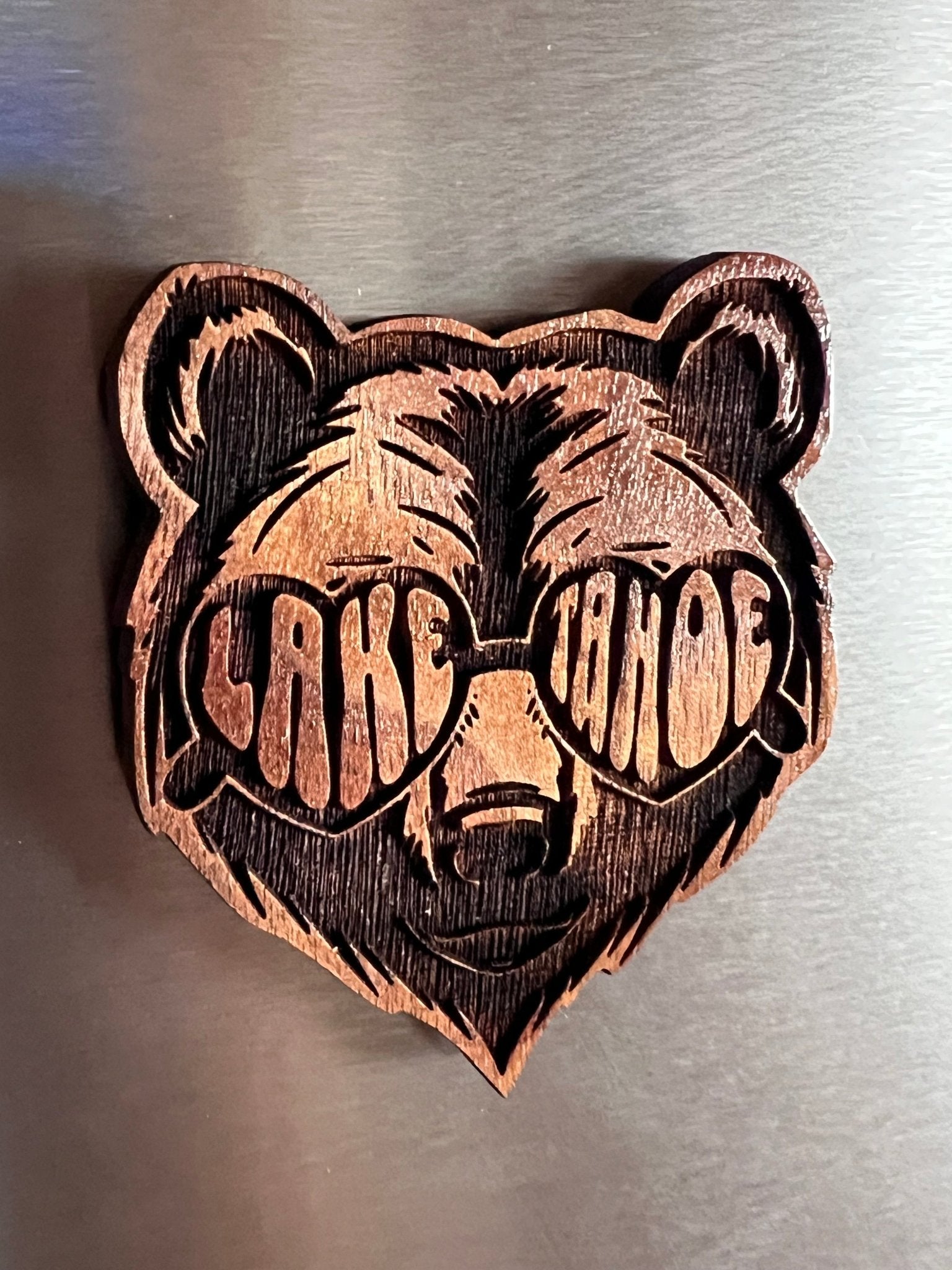 Lake Tahoe Bear Face Magnet - Rustic Incline