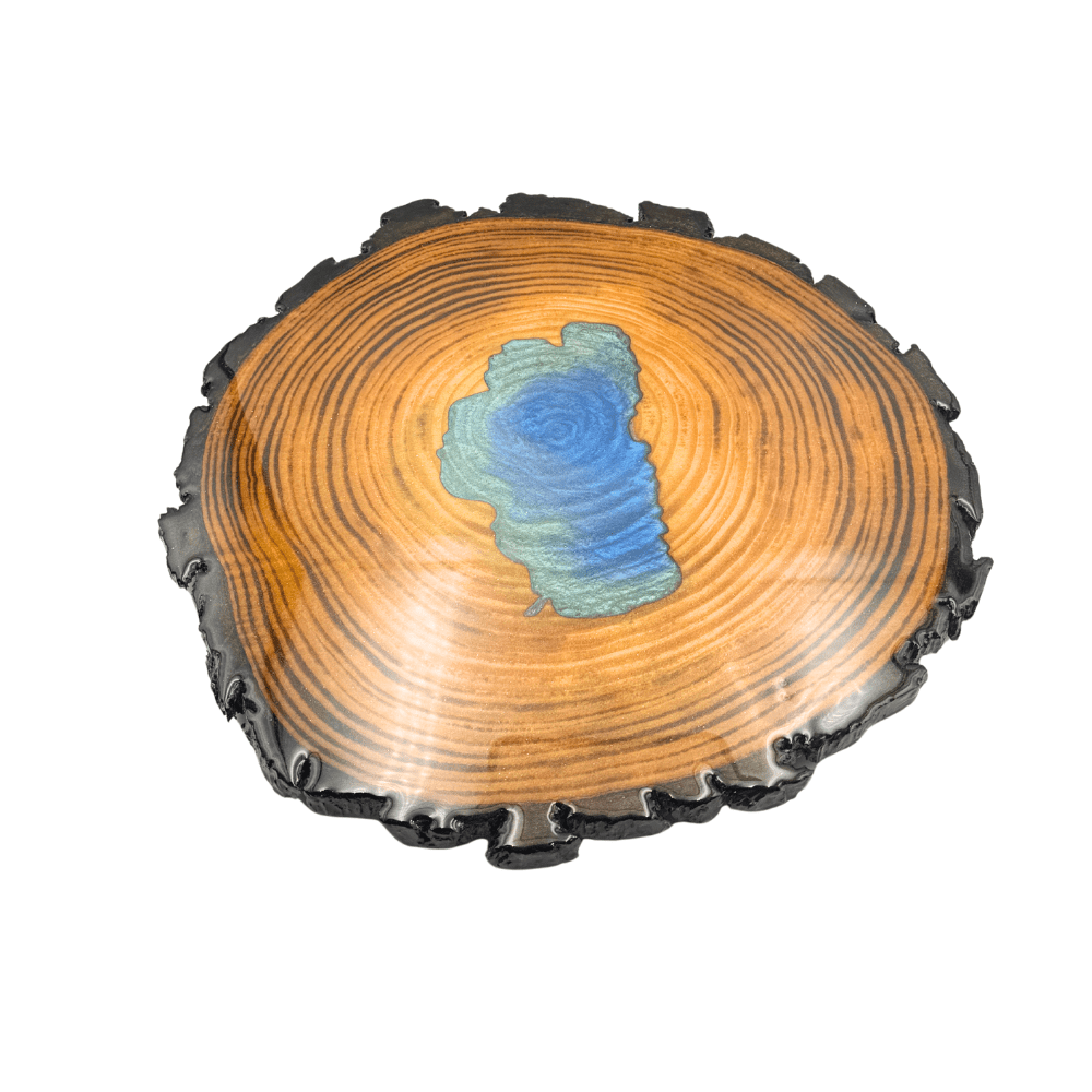 Lake Tahoe Lazy Susan – Handcrafted Wood & Resin Centerpiece for Dining, Serving, and Home Décor - Rustic Incline