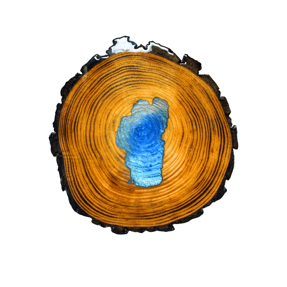 Lake Tahoe Lazy Susan – Handcrafted Wood & Resin Centerpiece for Dining, Serving, and Home Décor - Rustic Incline