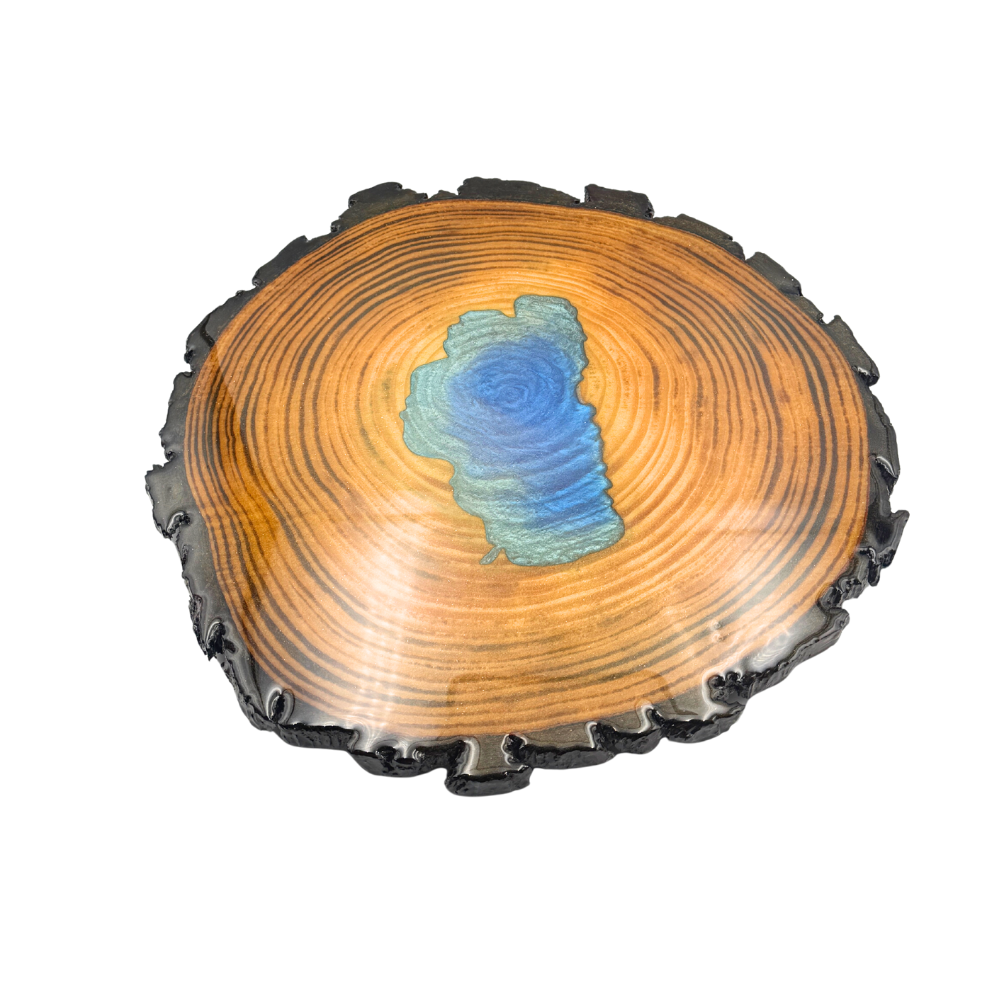 Lake Tahoe Lazy Susan – Handcrafted Wood & Resin Centerpiece for Dining, Serving, and Home Décor