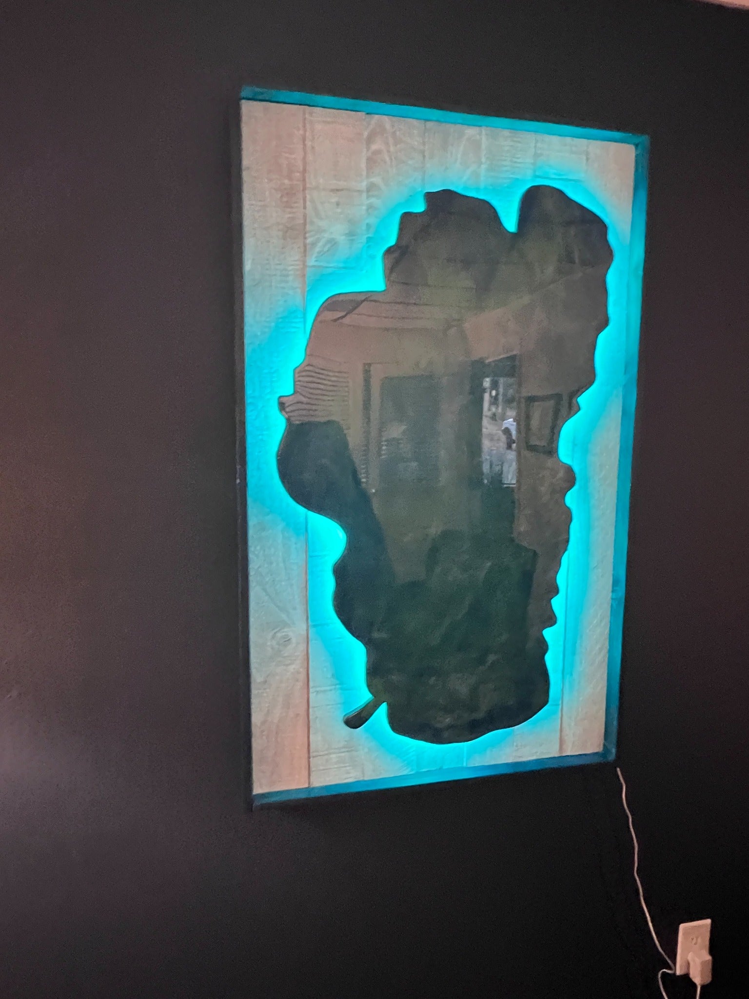 Lake Tahoe Led Backlit Epoxy Framed Art - Rustic Incline