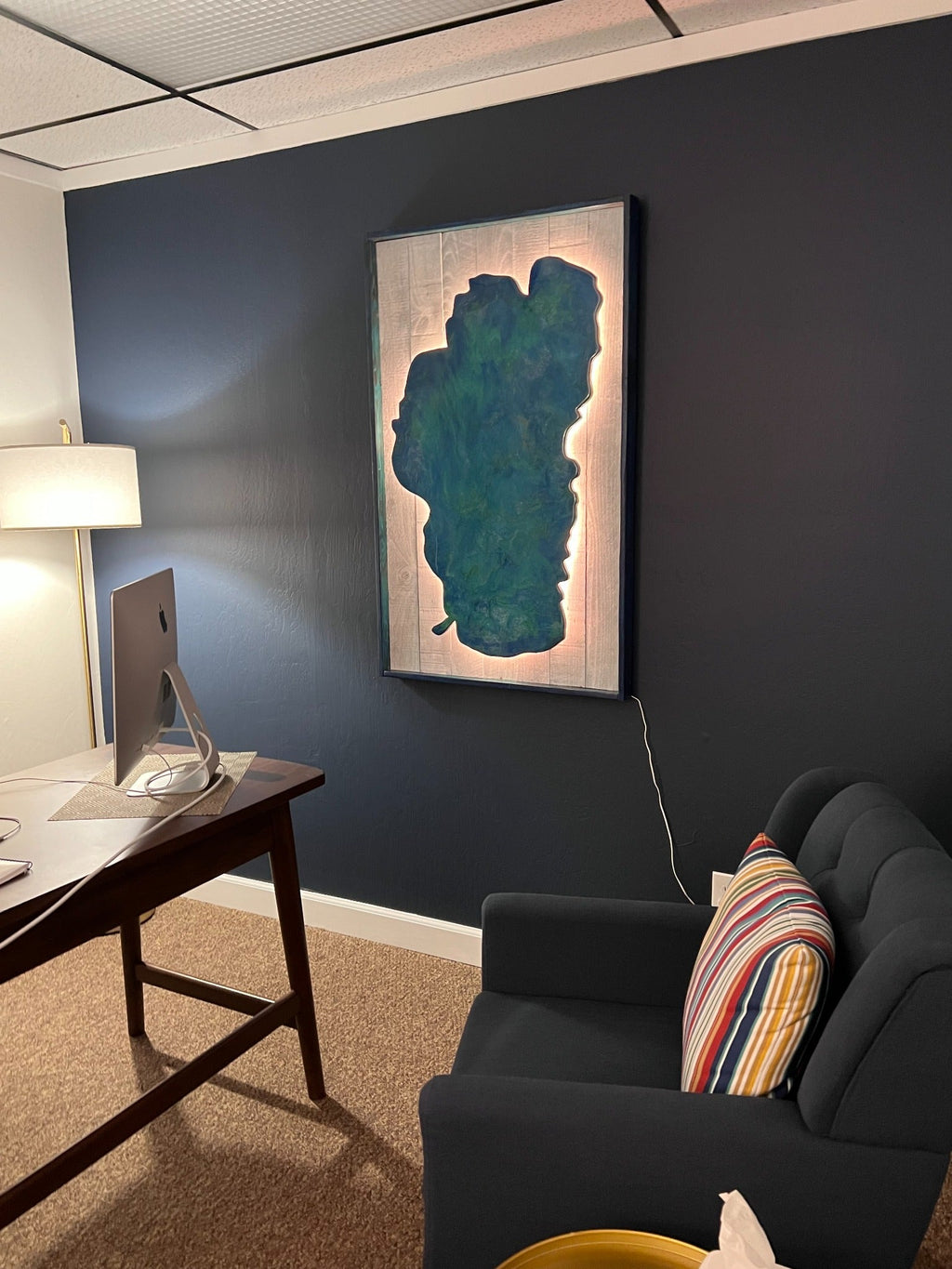 Lake Tahoe Led Backlit Epoxy Framed Art - Rustic Incline