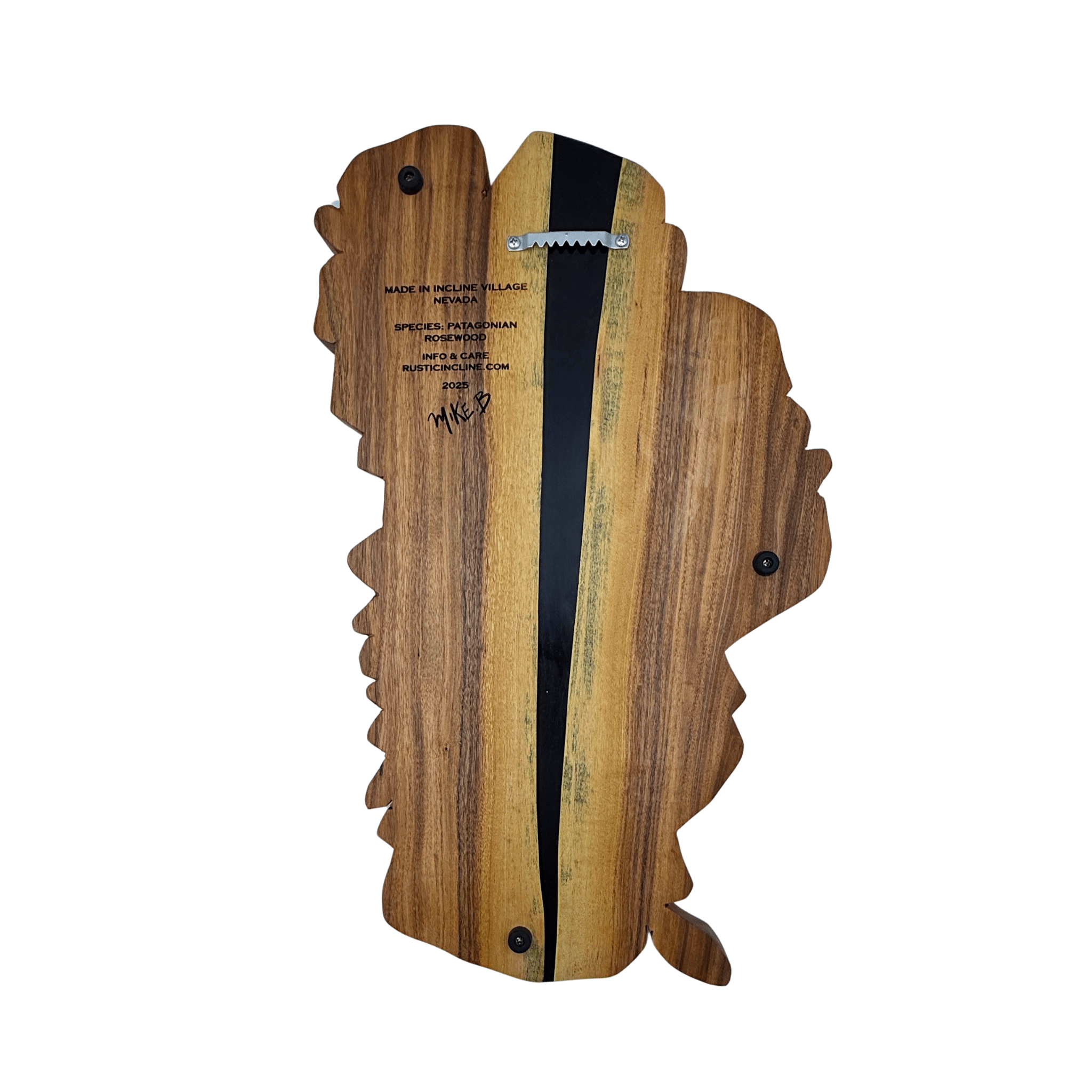 Lake Tahoe Shaped Charcuterie Board In Patagonian Rosewood - Rustic Incline
