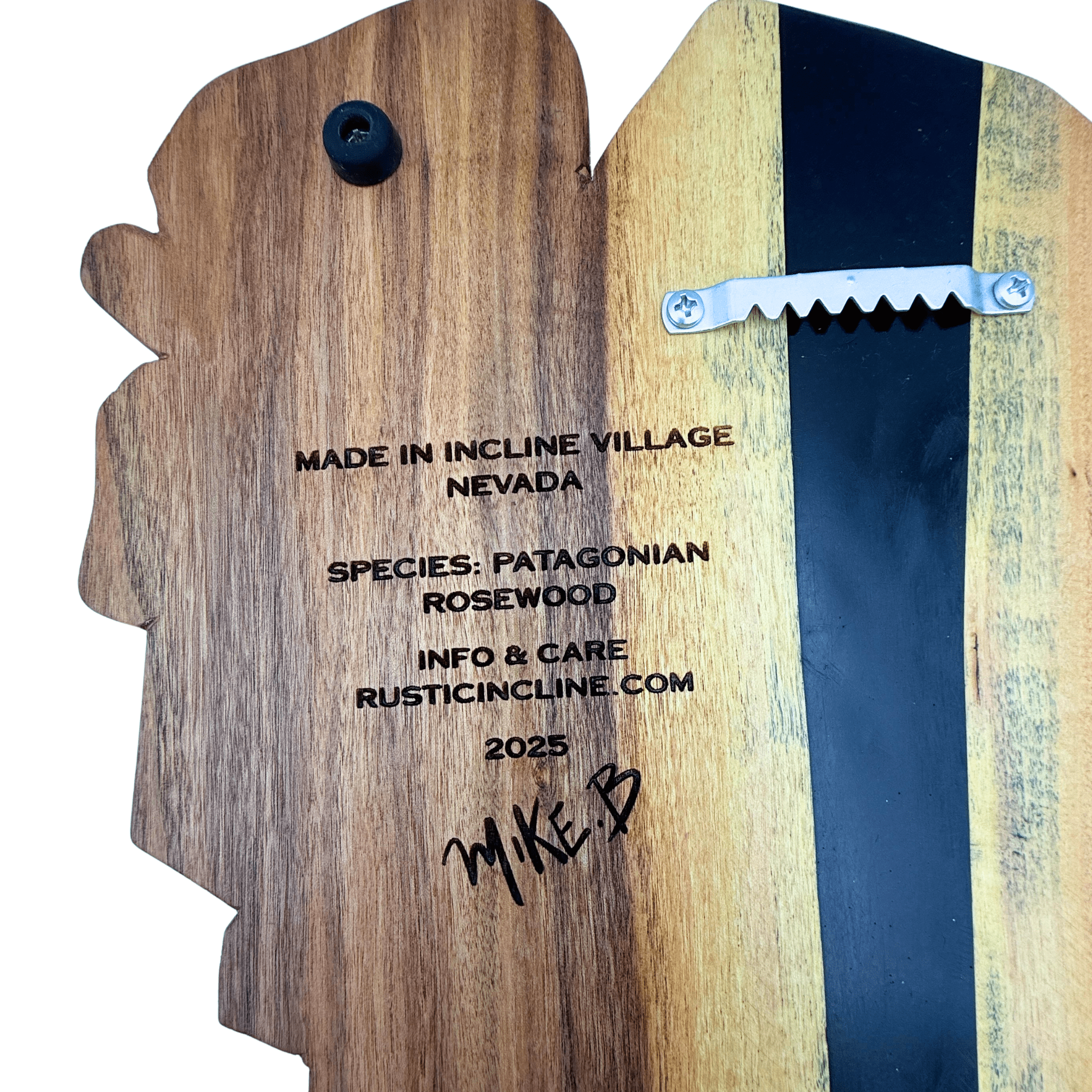 Lake Tahoe Shaped Charcuterie Board In Patagonian Rosewood - Rustic Incline