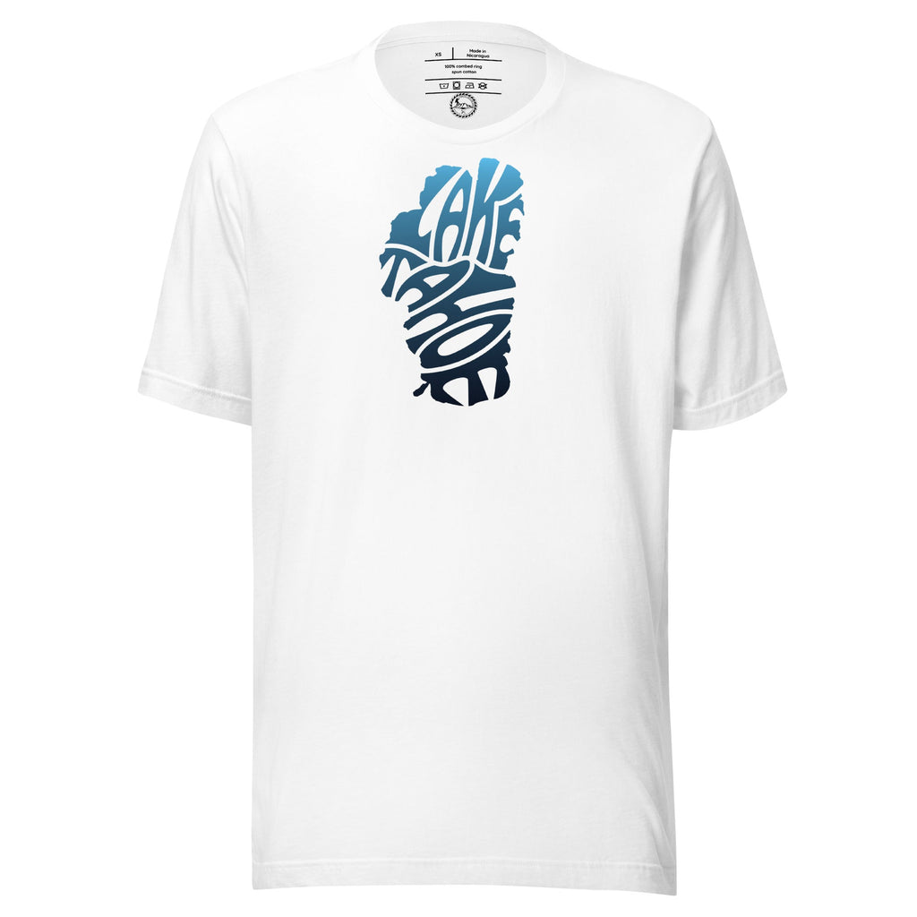 Lake Tahoe T Shirt Words in Teal - Rustic Incline