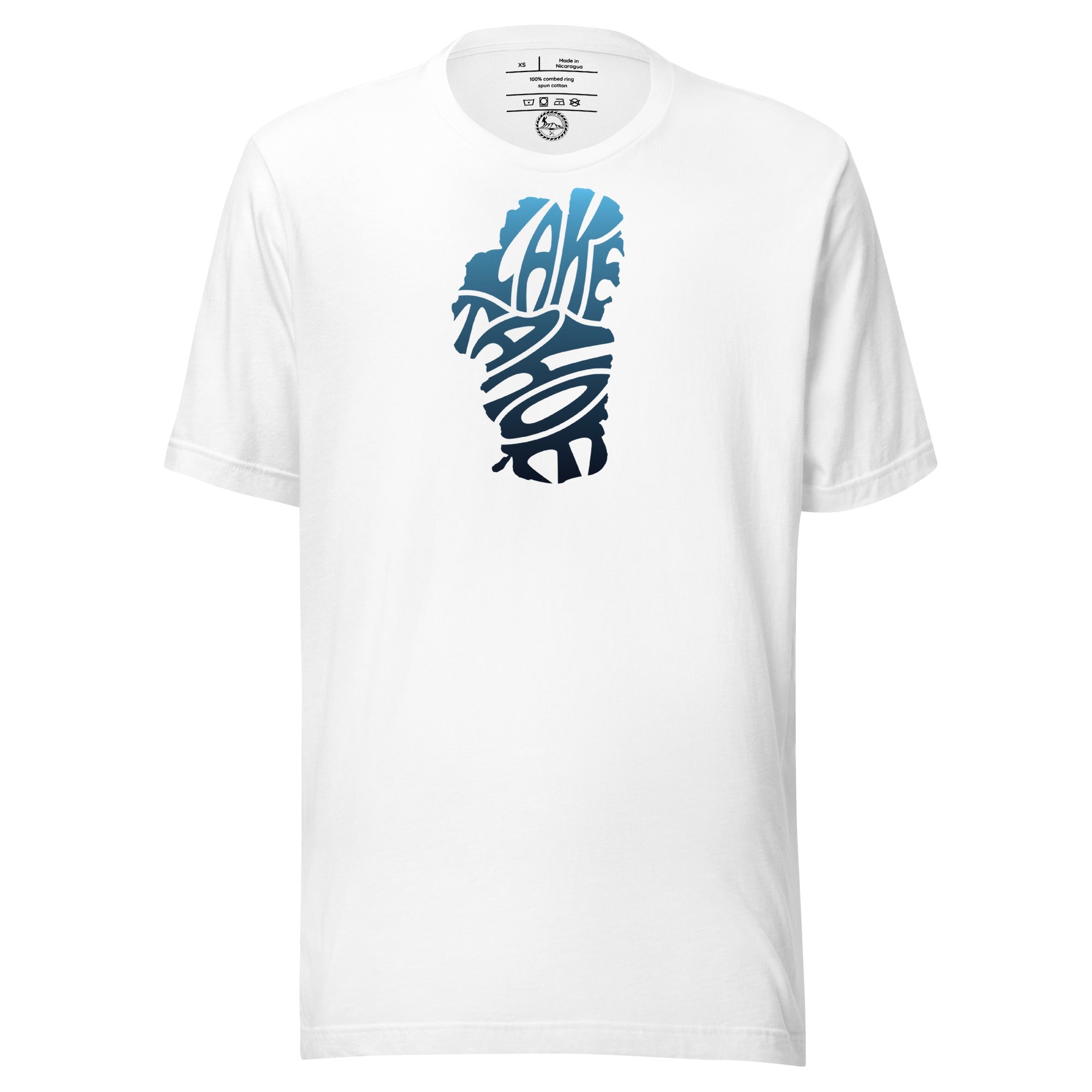 Lake Tahoe T Shirt Words in Teal - Rustic Incline