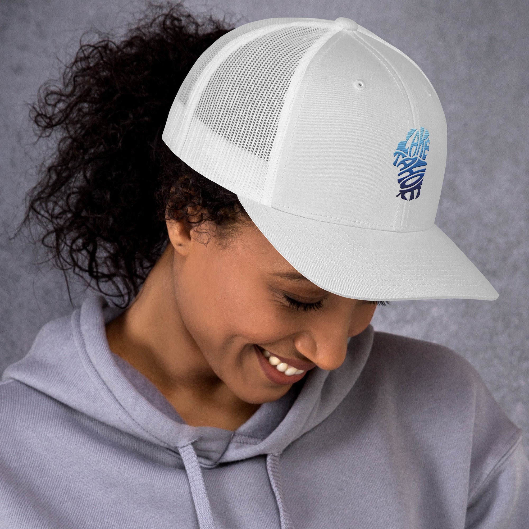 Lake Tahoe Trucker Cap In Vibrant Blue - Rustic Incline