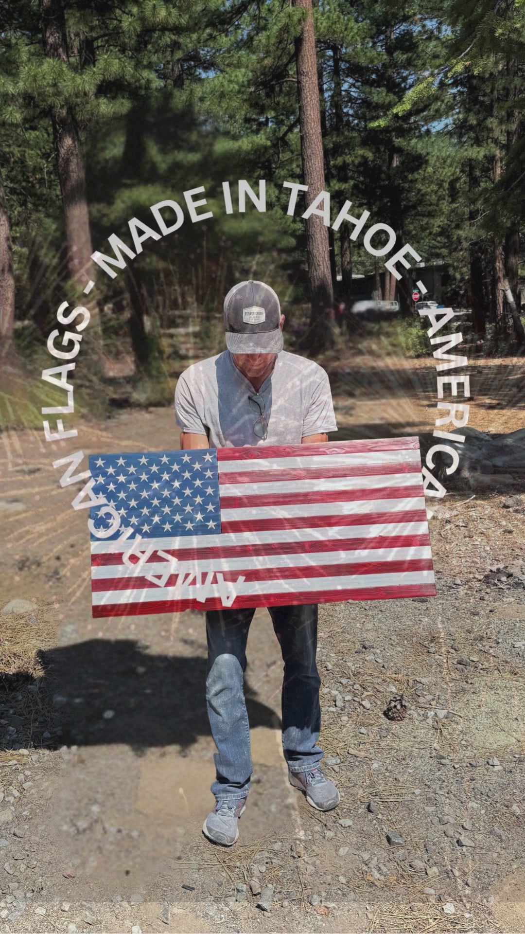 Distressed Wood American Flag Wall Art -  Large