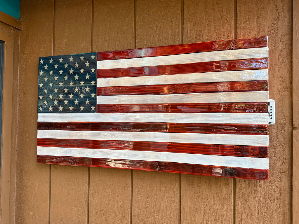 Distressed Wood American Flag Wall Art -  Large