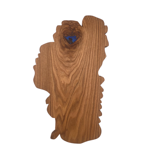 White Oak Lake Tahoe Charcuterie Board With Blue Epoxy