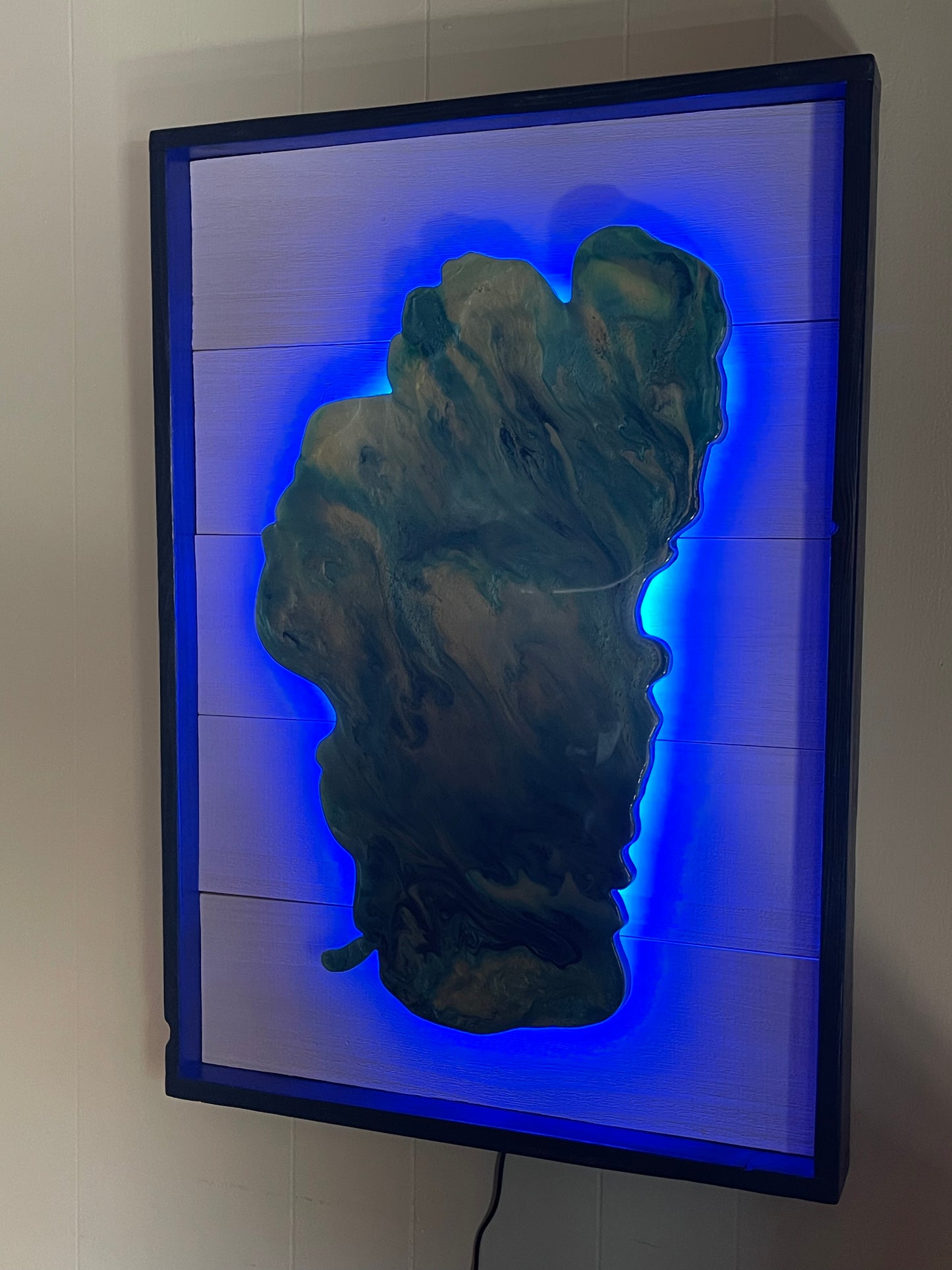 Framed Lake Tahoe Resin Art with LED lights